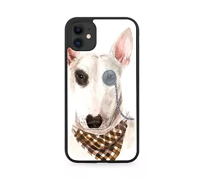 Bull Terrier Rubber Phone Case Monocle Bandana Pet Gentleman Posh Painting K497 • £15.90