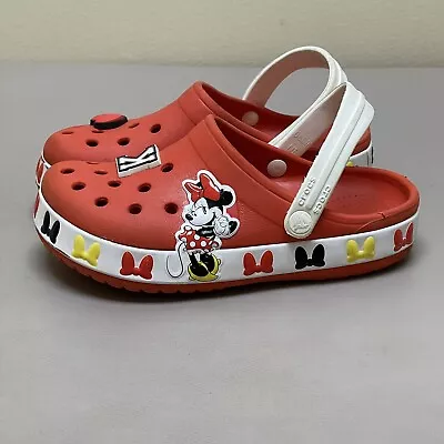 Crocs Disney Minnie Mouse Clogs Girls Size C13 Red Sandals Slip On Shoes Charms • $24.99