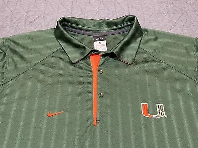 NIKE MIAMI HURRICANES XL GREEN Embroidered DRI-FIT COLLAR POLO SHIRT • $19.99