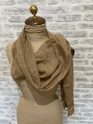 H&M Chiffon Scarf Cotton & Metallic Thread Delicate Floaty Scarf Oblong S562 • £7.99