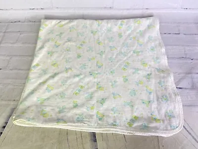 Vintage Carter's Baby Receiving Blanket White Blue Green Nursery Rhymes USA • $24