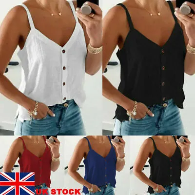 £6.99 • Buy Womens Sleeveless Blouse T-Shirt Tank Plus Size Ladies Summer Tops Cami Vest UK
