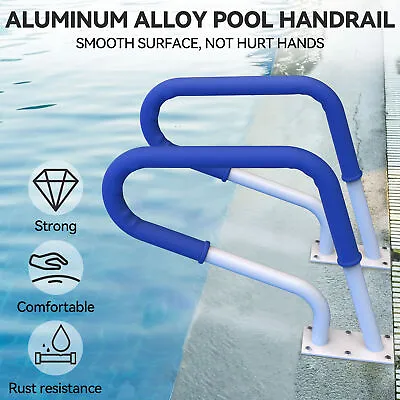 $79.99 • Buy 30x22  Pool Handrail Swimming Pool Stair Rail Alumi  Alloy Pool Railing W/ Base