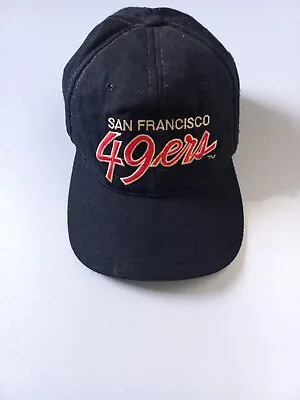 Vintage San Francisco 49ers Sports Specialties Script Wool SnapBack Hat Black • $75