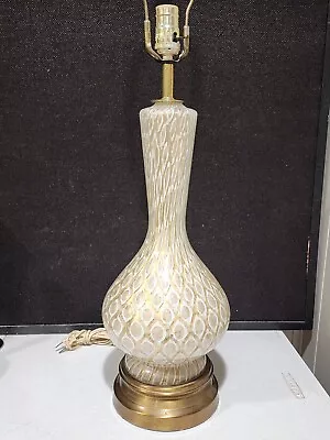 Vintage MCM Murano Art Glass Table Lamp Gold Geometric Hollywood Regency • $464.99