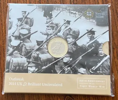 2014 WW1 Outbreak Lord Kitchener £2 Coin Two Pound BU Royal Mint Pack Folder. • £15.95