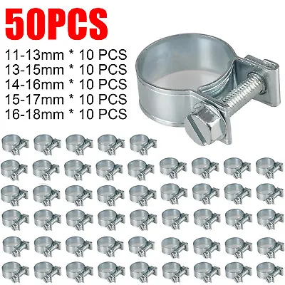 50PCS 5 Sizes Fuel Injection Gas Line Hose Clamps Clip Pipe Clamp Assortment Kit • $15.99