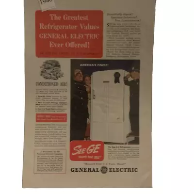 Vintage 1940 General Electric GE Greatest Refrigerator Value Ad Advertisement • $10