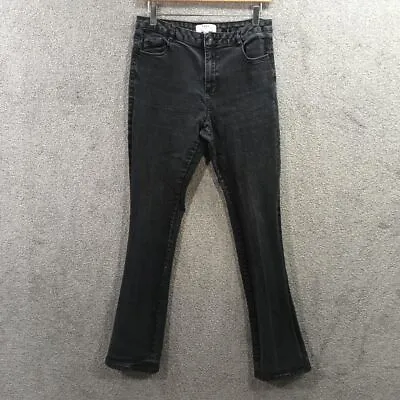 Dorothy Perkins Tall Grey Flare Jeans Dark High Waist Stretch Denim Y2k Uk 8 • £11.99