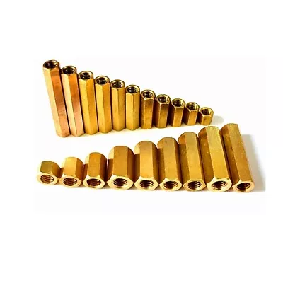 £3.06 • Buy M5 BRASS HEX FULLY THREADED CONNECTION NUT LONG NUTS ROD BAR SIDE 7MM L: 8-100mm