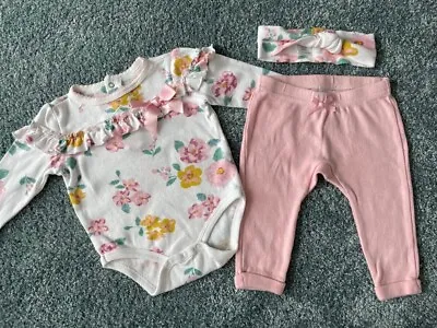 Unbranded Girl Bodysuit & Leggings Outfit Set With Headband - 3-6 Months/68 Cm • £3.30