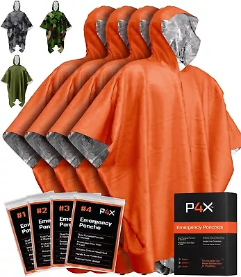 P4X Emergency Rain Poncho With Mylar Blanket Liner - Survival Blankets • $19.95