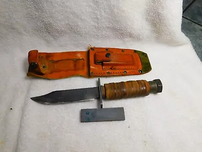 Vietnam ONTARIO 1-1973 Jet Pilot Survival Knife Nice  Edge Sheath  & Stone • $48.99