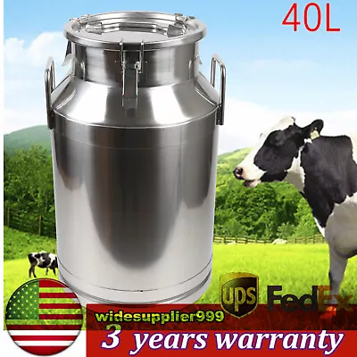 40L/10.56 Gallon 304 Stainless Steel Milk Can - Heavy Duty Milk Jug Milk Bucket • $97.76