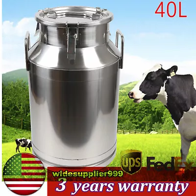 Stainless Steel 40L/10.56 Gallon Milk Can - Heavy Duty Farm Milk Jug Milk Bucket • $102.60