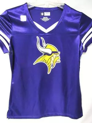 Minnesota Vikings Womens Small Or Medium Screened V-Neck Jersey Shirt A1 1064 • $28.04