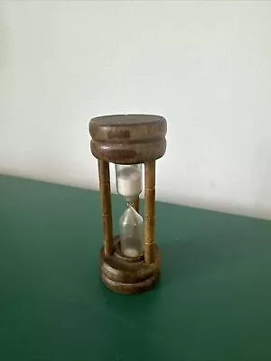 Vintage 1970's Working Hourglass White Sand Kitchen Etc Timer 4  Tall Wood Frame • $5