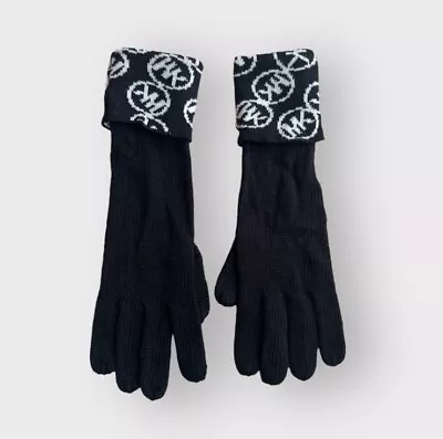 Michael Kors Gloves Circle MK Logo Monogram Knit Gloves Black White Gloves • $24.99