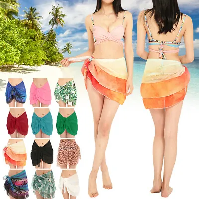 £3.99 • Buy Womens Beach Wrap Sarong Cover Up Chiffon Swimsuit Wrap Skirts Bikinis