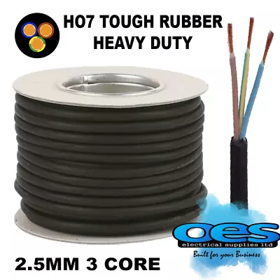 Rubber Cable 3 Core 2.5mm H07rn-f Heavy Duty Camping Pond Outdoor Ho7 Extension • £4.44