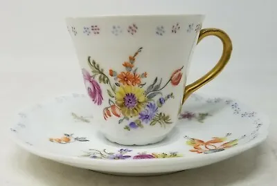 A Lanternier Limoges Demitasse Small Cup And Saucer - Dresden Style Floral • $45