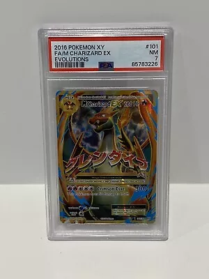 PSA 7 NM Full Art M Mega Charizard EX 2016 Pokemon XY Evolutions 101/108 • $47.99