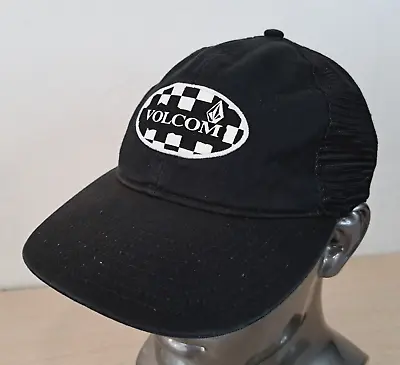 Volcom Adjustable Snapback Trucker/mesh Hat/cap Black/white Checkered Outdoor • $10.89