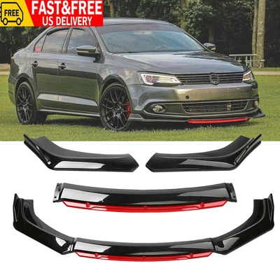 $49.99 • Buy For VW Jetta MK6 Gloss Black Red Front Bumper Lip Splitter Spoiler Body Kit CT