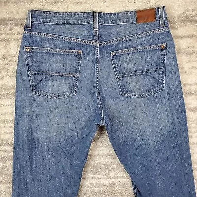 Tommy Hilfiger Jeans Mens 36x30 Freedom Fit Straight Blue Denim Measure 35x28 • $16.95