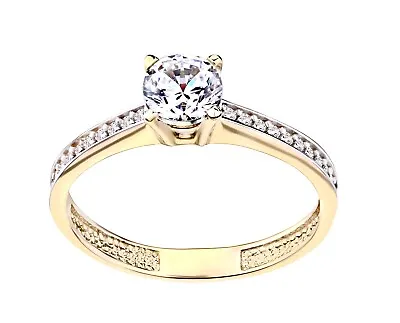 £99.95 • Buy 9ct Yellow Gold 0.50ct Solitaire Engagement Ring Size Q - Simulated Diamond