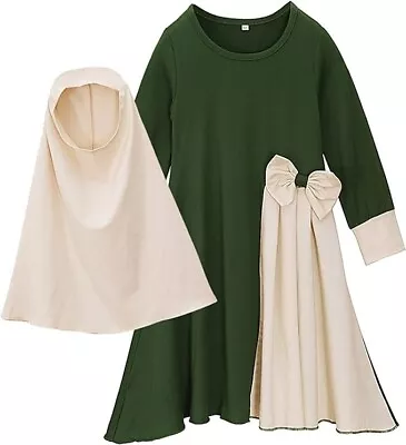 Islamic Ramadan Abaya With Hijab Full Length Burka Maxi Little Kid Dresses • £9.99