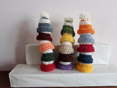 3 Hand Knitted Mixed  Colour Egg Cosy/cosies  Small Hats . • £2.99