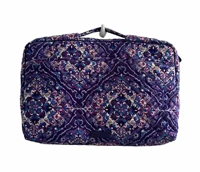 Vera Bradley Laptop Bag Regal Rosette Purple Handle Zippered Pockets 16 Inch • $14