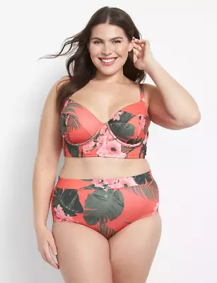 230204 Lane Bryant Swim Caribbean Floral Longline Underwire Bikini Top Sz 44dd • £26.26