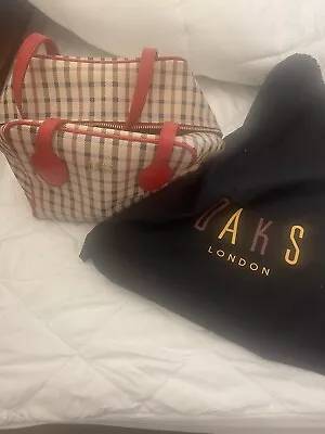 Daks Plaid Tartan Square Bag Bowling Bag Style Leather Accents Dust Bag Inc NEW • £29