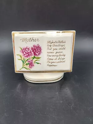 Vintage Ceramic Mothers Day Greetings Book/Card Planter W/Gold Trim Made Japan • $14