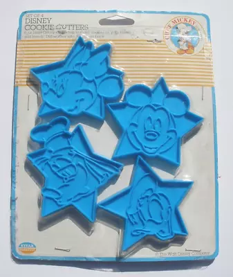 Vintage Disney Chef 4 Cookie Cutters Mickey Mouse Minnie Donald Goofy Blue Stars • $7.99