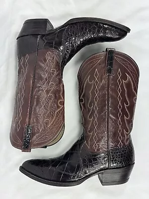 VTG Dan Post American Alligator Bias Cut Belly Western Boots Kid Leather 12 RARE • $395