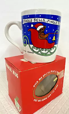 Vintage Christmas Jingle Bells Santa Bear Musical Mug Grant Howard 1989 IOB NOS • $8.99