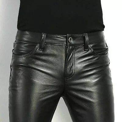 Real Leather SKINNY LEG Jeans Trousers LEVI 501 STYLING MOST SIZES AVAILABLE • $81.75