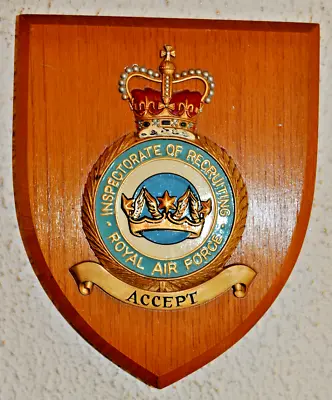 Royal Air Force Inspectorate Of Recruiting Mess Wall Plaque Shield RAF         * • £32