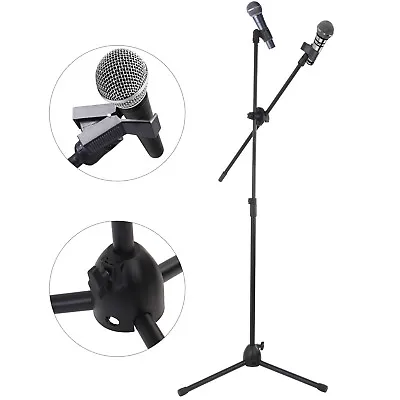 £10.69 • Buy Adjustable Microphone Stand Boom Arm Holder & Mic Clip Stage Studio Party Tripod