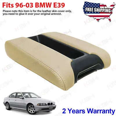 Fits 97-03 BMW E39 5 Series Center Console Lid Armrest Cover Leather Beige Tan • $21.99