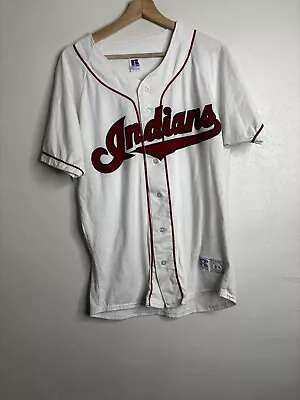 Vintage Cleveland Indians Russell Athletic MLB Jersey Men’s Size Large White • $19.99