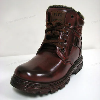 New Men's Winter Boots Brown Ankle Fashion Fur Full Lined Zipper Warm Sizes:7-13 • $22.49