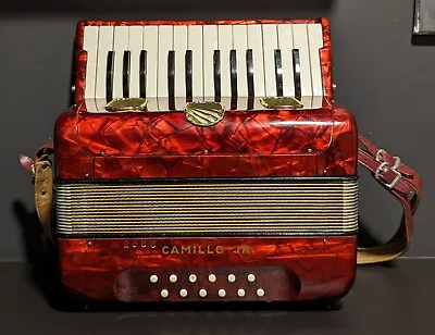 Vintage Hohner Camillo Jr. 12 Bass Accordion - Red • $299.99