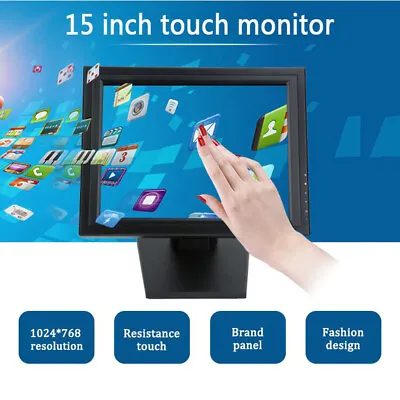15  Inch LCD Display VGA Touch Screen Monitor USB Touchscreen Monitor Restaurant • £122.55