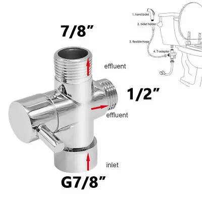 7/8 X1/2  T-adapter With Shut Off Valve 3 Way Tee Connector For Luxe Neo Bidets • $12.69