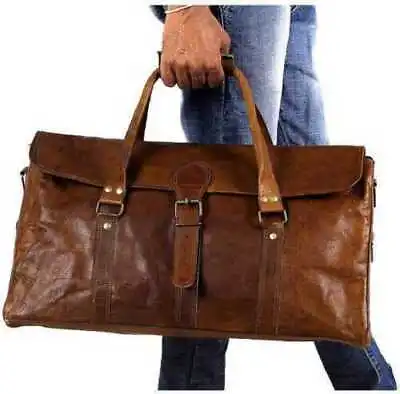 $48.86 • Buy New Men's Vintage Leather Duffel Brown Weekend Gym Sport Overnight Travel Bag