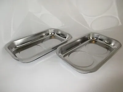 Rectangle Magnetic Parts Trays Stainless Steel 9 1/2 X 5 1/2   Pair #5886-2 • $19.99